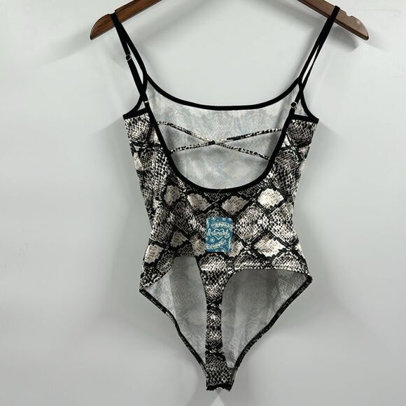 Free People Grey Snake Combo Bodysuit Small New With Tags - Picture 7 of 9